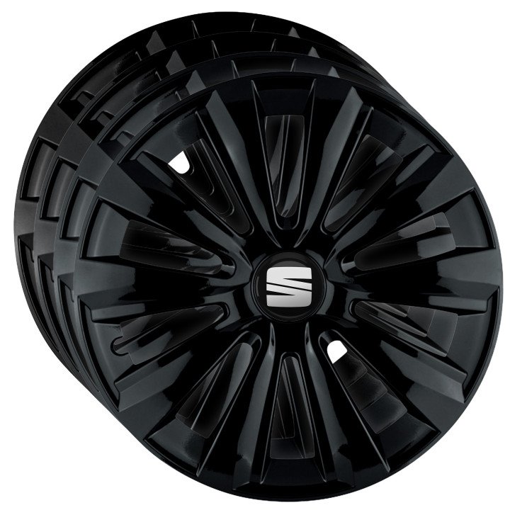 Kołpaki 16 cali do Seat PREMIUM Delta Black (Komplet 4 sztuki)