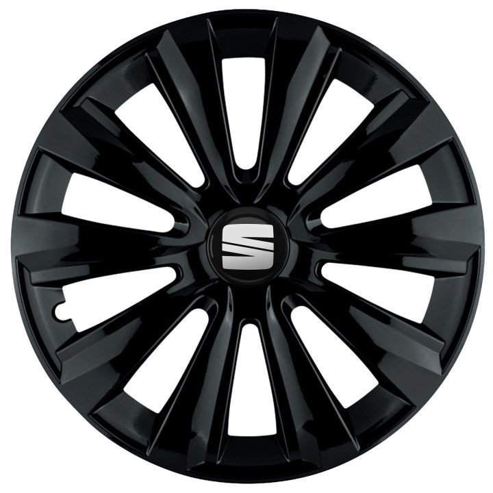 Kołpaki 16 cali do Seat PREMIUM Delta Black (Komplet 4 sztuki)